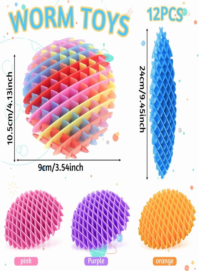 donciety Valentines Day Gifts for 12Pcs Fidget Worm, Worm Fidget Toy, Resistance Fidget Toys Adults Stress Anxiety Relief Toys, Stress Relief Fidget Toys for Kids&Adults (Colorful) - Image 2